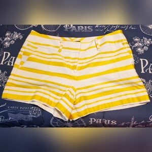 New York & Company Yellow and White Striped Shorts